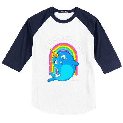 Feeling Stabby Narwhal Kawaii Whale Gift Teen Baseball Sleeve Shirt