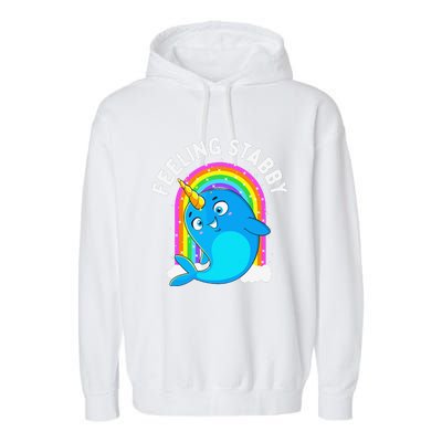 Feeling Stabby Narwhal Kawaii Whale Gift Teen Garment-Dyed Fleece Hoodie