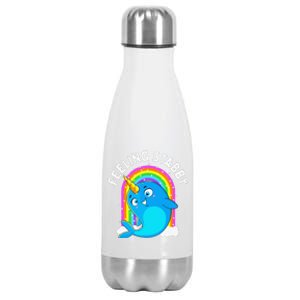 Feeling Stabby Narwhal Kawaii Whale Gift Teen Stainless Steel Insulated Water Bottle