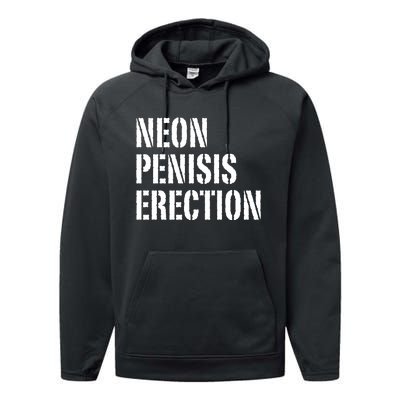 Funny Saying Neon Penisis Erection Performance Fleece Hoodie