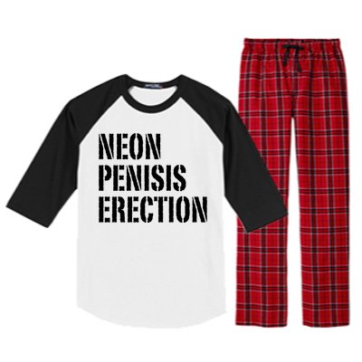 Funny Saying Neon Penisis Erection Raglan Sleeve Pajama Set