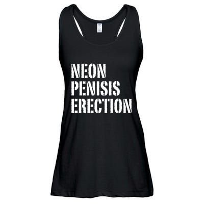 Funny Saying Neon Penisis Erection Ladies Essential Flowy Tank
