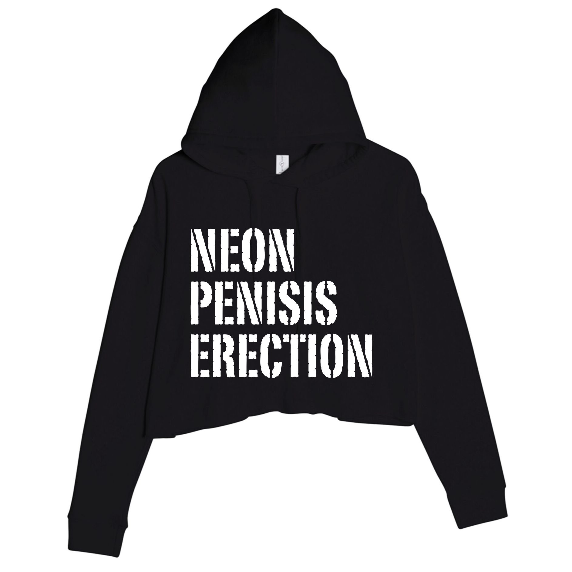 Funny Saying Neon Penisis Erection Crop Fleece Hoodie