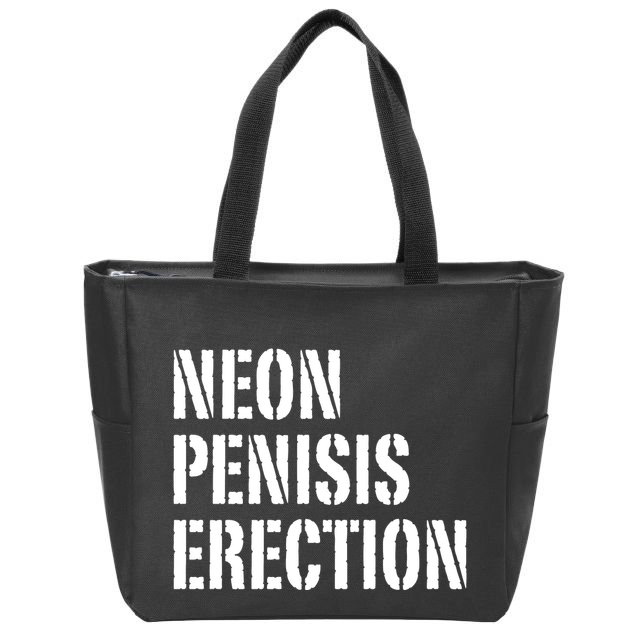 Funny Saying Neon Penisis Erection Zip Tote Bag