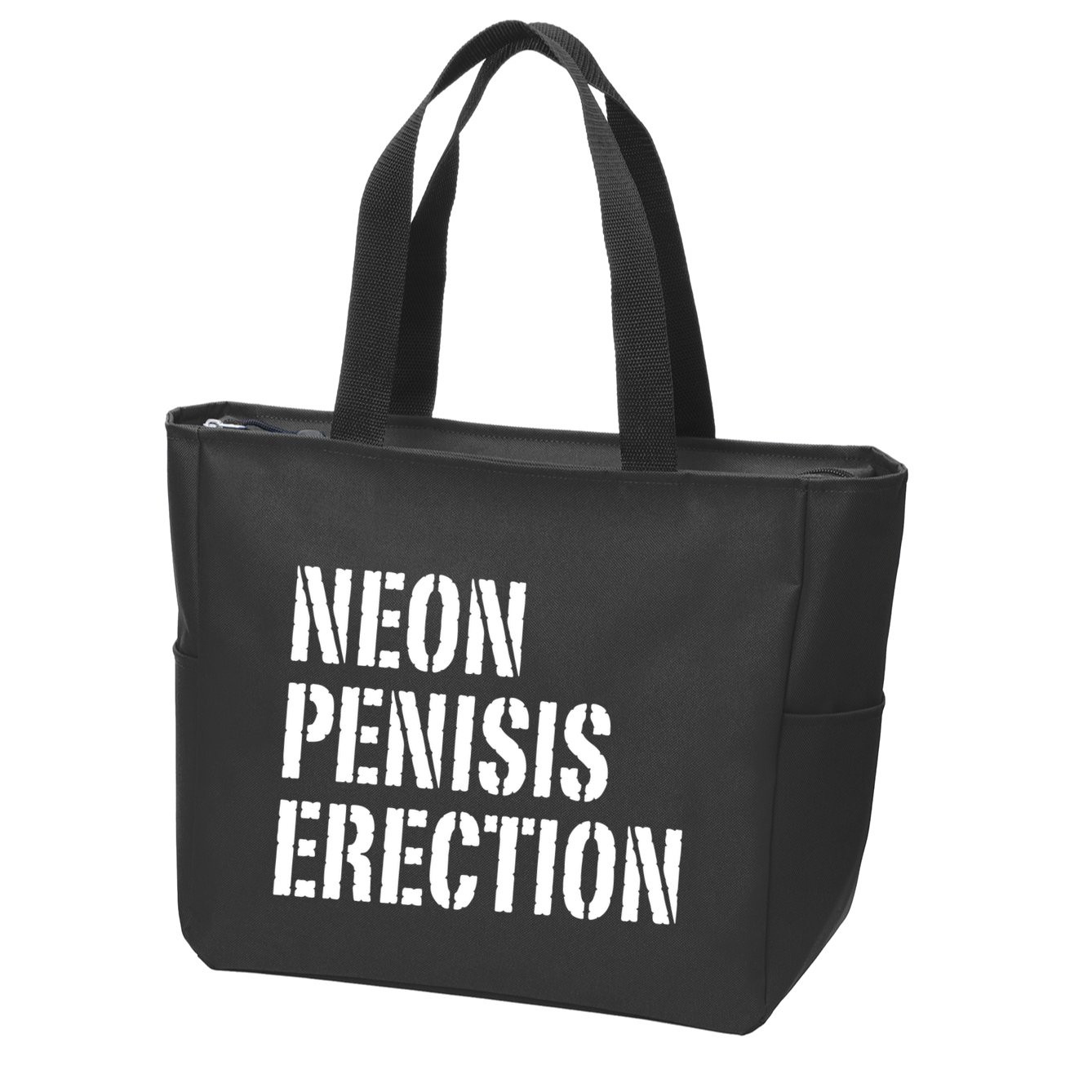 Funny Saying Neon Penisis Erection Zip Tote Bag
