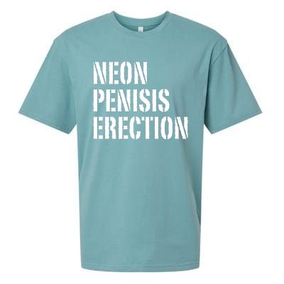 Funny Saying Neon Penisis Erection Sueded Cloud Jersey T-Shirt