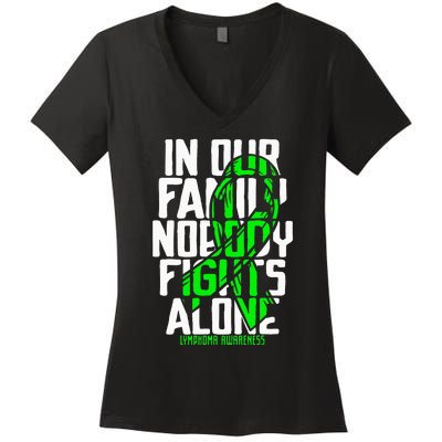 Family Support Non HodgkinS Lymphoma Cancer Awareness Women's V-Neck T-Shirt