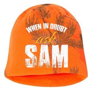 Funny Sam Name When In Doubt Ask Sam Kati - Camo Knit Beanie