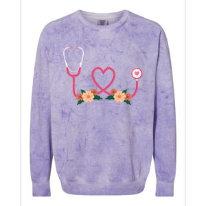 Floral Stethoscope Nurse Flower Female Doctor Gift Colorblast Crewneck Sweatshirt