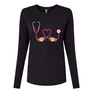 Floral Stethoscope Nurse Flower Female Doctor Gift Womens Cotton Relaxed Long Sleeve T-Shirt