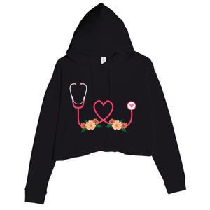 Floral Stethoscope Nurse Flower Female Doctor Gift Crop Fleece Hoodie