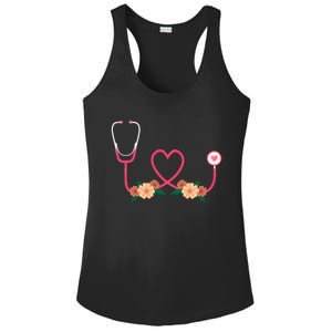 Floral Stethoscope Nurse Flower Female Doctor Gift Ladies PosiCharge Competitor Racerback Tank