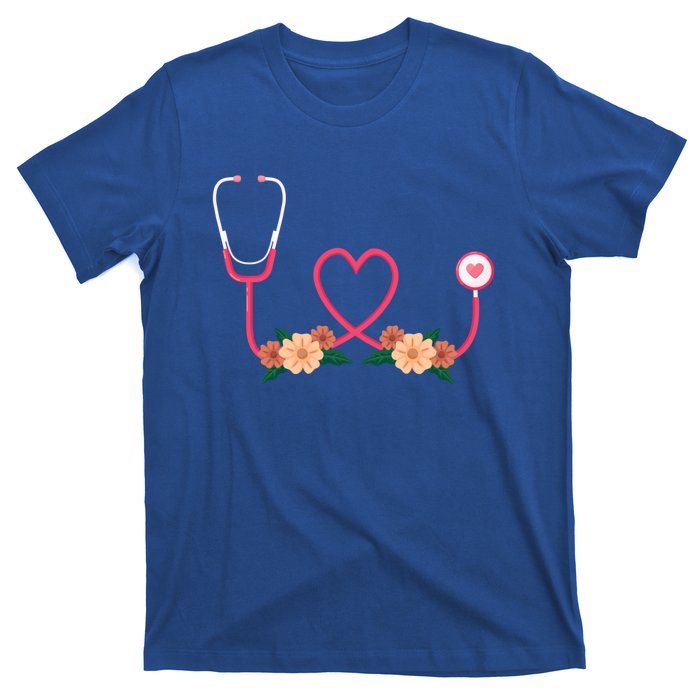 Floral Stethoscope Nurse Flower Female Doctor Gift T-Shirt