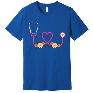 Floral Stethoscope Nurse Flower Female Doctor Gift Premium T-Shirt