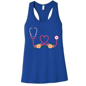 Floral Stethoscope Nurse Flower Female Doctor Gift Women's Racerback Tank