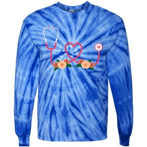 Floral Stethoscope Nurse Flower Female Doctor Gift Tie-Dye Long Sleeve Shirt