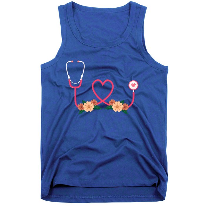 Floral Stethoscope Nurse Flower Female Doctor Gift Tank Top