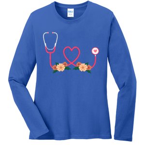 Floral Stethoscope Nurse Flower Female Doctor Gift Ladies Long Sleeve Shirt