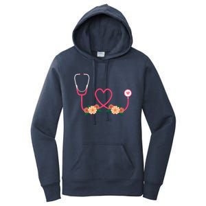 Floral Stethoscope Nurse Flower Female Doctor Gift Women's Pullover Hoodie