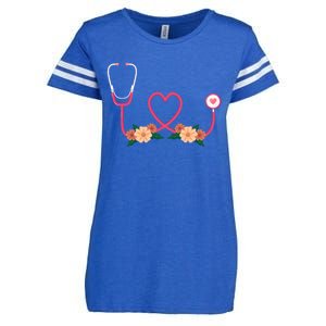 Floral Stethoscope Nurse Flower Female Doctor Gift Enza Ladies Jersey Football T-Shirt