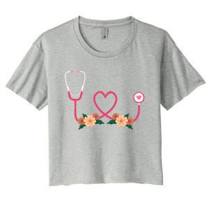 Floral Stethoscope Nurse Flower Female Doctor Gift Women's Crop Top Tee