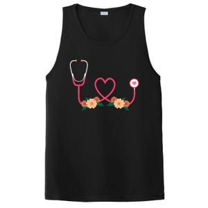 Floral Stethoscope Nurse Flower Female Doctor Cute Gift PosiCharge Competitor Tank