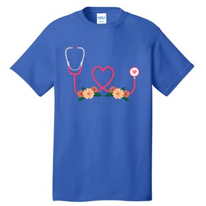 Floral Stethoscope Nurse Flower Female Doctor Cute Gift Tall T-Shirt