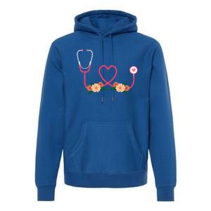 Floral Stethoscope Nurse Flower Female Doctor Cute Gift Premium Hoodie