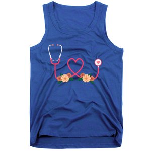 Floral Stethoscope Nurse Flower Female Doctor Cute Gift Tank Top