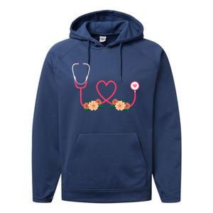 Floral Stethoscope Nurse Flower Female Doctor Cute Gift Performance Fleece Hoodie