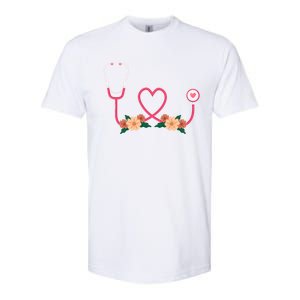 Floral Stethoscope Nurse Flower Female Doctor Cute Gift Softstyle CVC T-Shirt