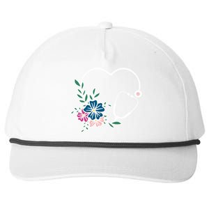 Floral Stethoscope Nurse Healthcare Worker Medical Field Cool Gift Snapback Five-Panel Rope Hat