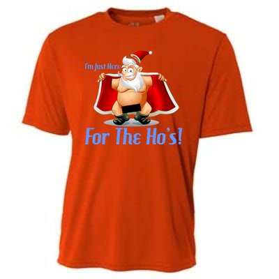 Funny Santa Nude Censored Just Here For The Ho's Cooling Performance Crew T-Shirt