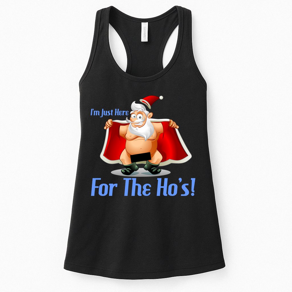 Funny Santa Nude Censored Just Here For The Ho's Womens Tank Top