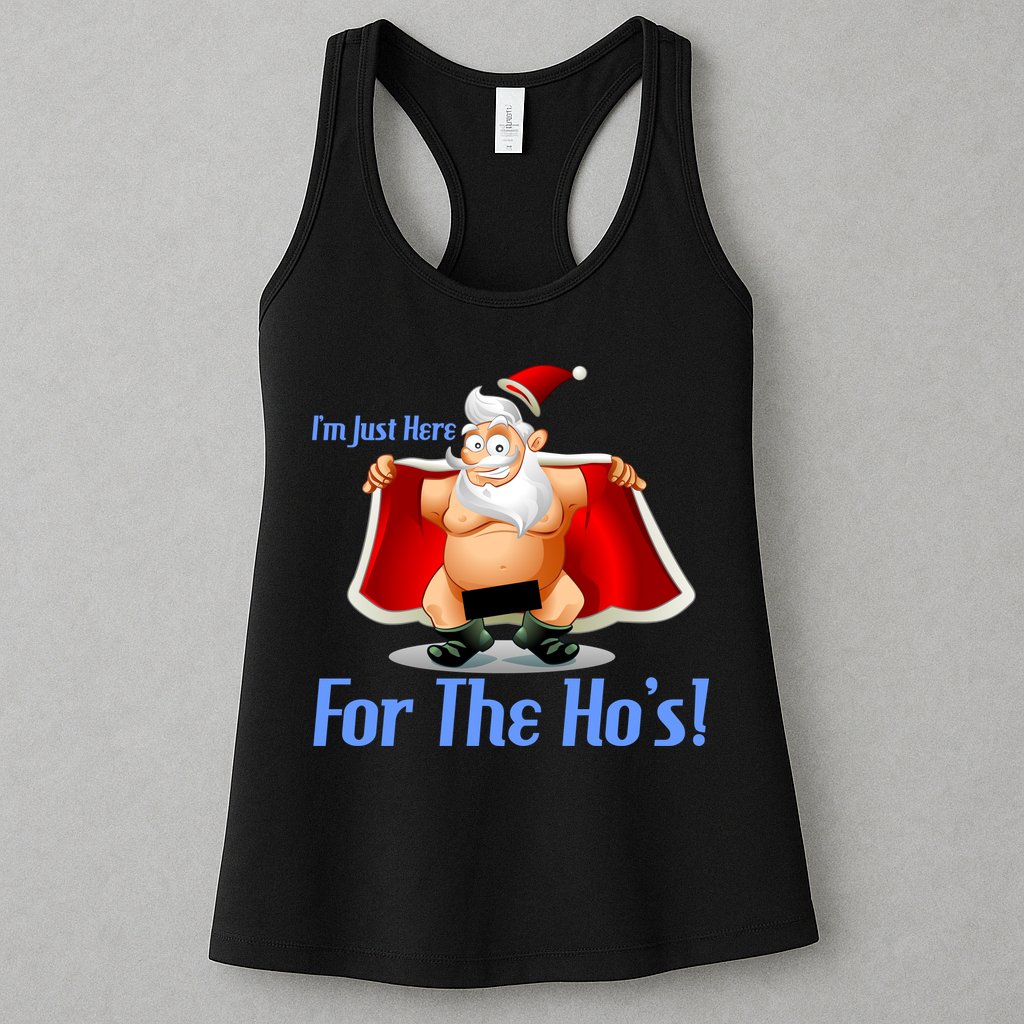 Funny Santa Nude Censored Just Here For The Ho's Womens Tank Top