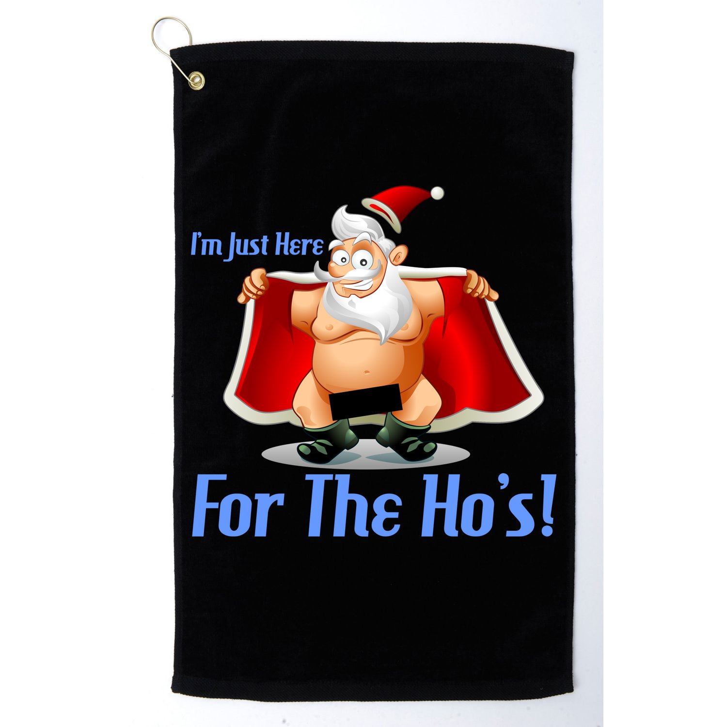 Funny Santa Nude Censored Just Here For The Ho's Golf Towel