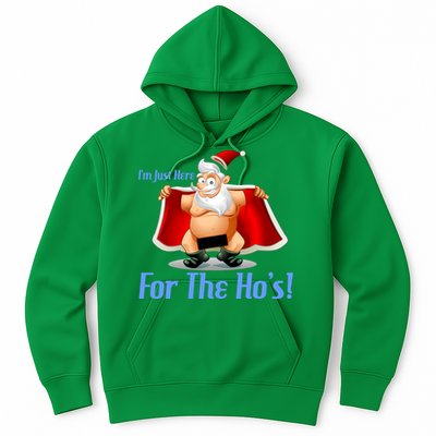 Funny Santa Nude Censored Just Here For The Ho's Hoodie