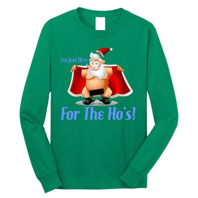 Funny Santa Nude Censored Just Here For The Ho's Long Sleeve Shirt