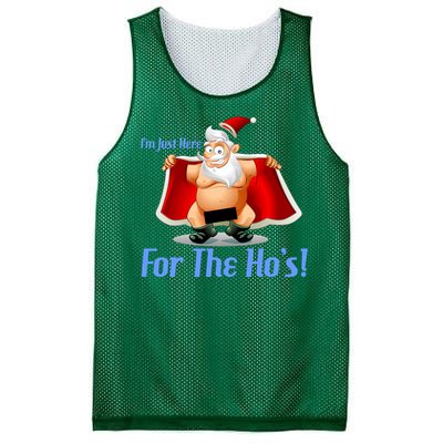 Funny Santa Nude Censored Just Here For The Ho's Mesh Reversible Basketball Jersey Tank