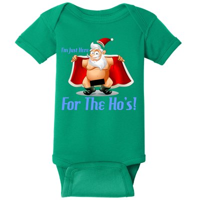 Funny Santa Nude Censored Just Here For The Ho's Baby Bodysuit