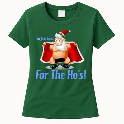 Funny Santa Nude Censored Just Here For The Ho's Womens T-Shirt