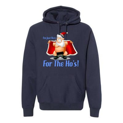 Funny Santa Nude Censored Just Here For The Ho's Premium Hoodie