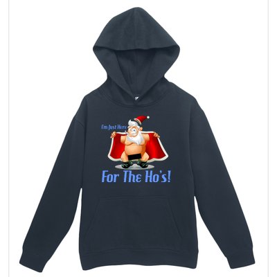 Funny Santa Nude Censored Just Here For The Ho's Urban Pullover Hoodie