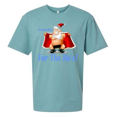 Funny Santa Nude Censored Just Here For The Ho's Sueded Cloud Jersey T-Shirt