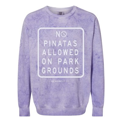 Funny sign, No Piñatas allowed on park grounds, party Colorblast Crewneck Sweatshirt