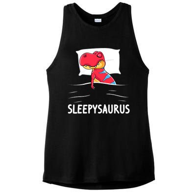 Funny Sleepysaurus Nigh Dinosaur Dino TRex Sleep Ladies PosiCharge Tri-Blend Wicking Tank