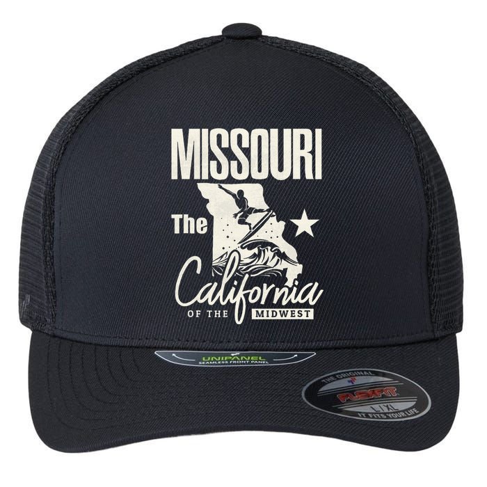 Funny State Of Missouri The California Of The Midwest Flexfit Unipanel Trucker Cap