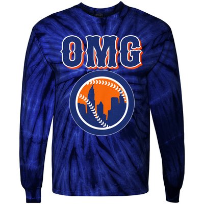 Funny Says Omg Baseball Lovers Omg Baseball Tie-Dye Long Sleeve Shirt