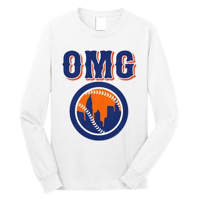 Funny Says Omg Baseball Lovers Omg Baseball Long Sleeve Shirt