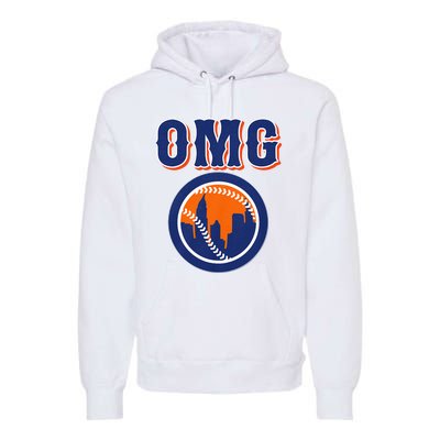 Funny Says Omg Baseball Lovers Omg Baseball Premium Hoodie